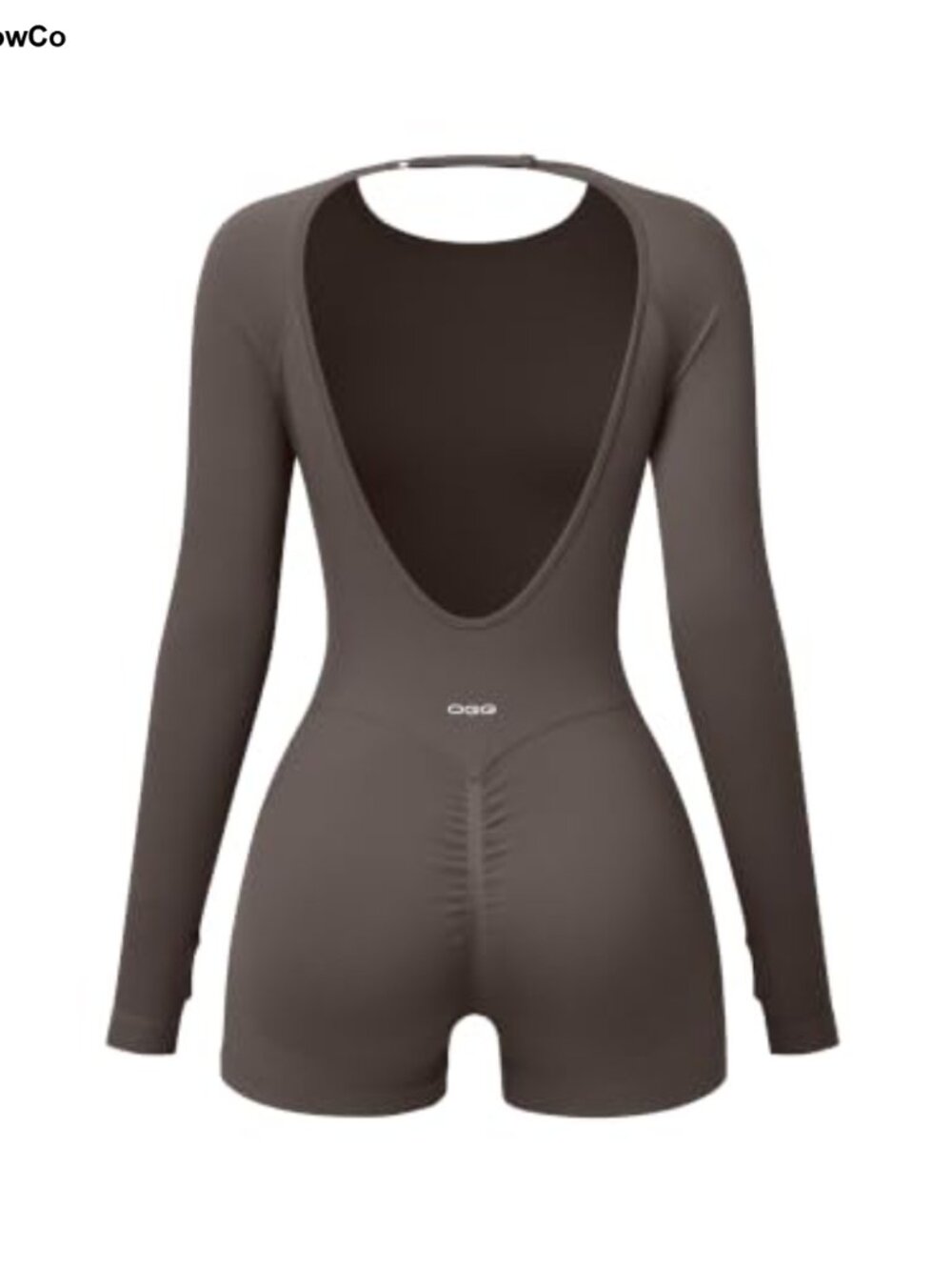Long Sleeve Backless Romper Scrunch Butt Lifting Nylon Spandex Gym One Piece